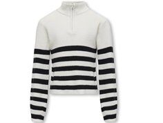 Kids ONLY cloud dancer/black striped half zip knit sweater